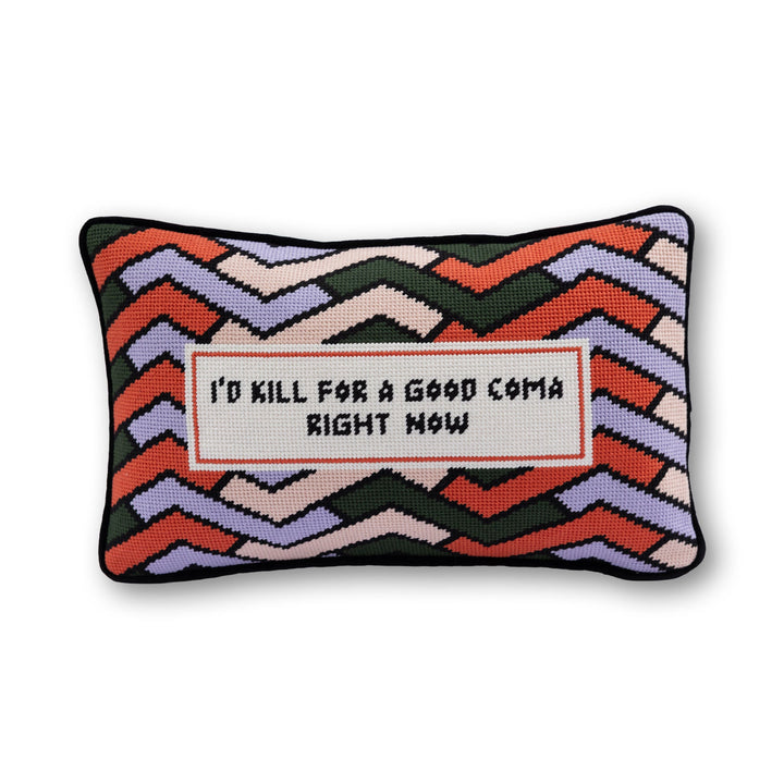 Good Coma Needlepoint Pillow