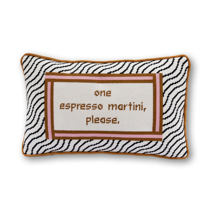 Espresso Martini Needlepoint Pillow