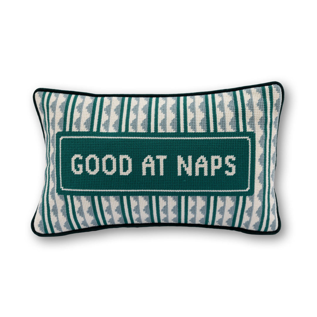 Good at Naps Needlepoint Pillow
