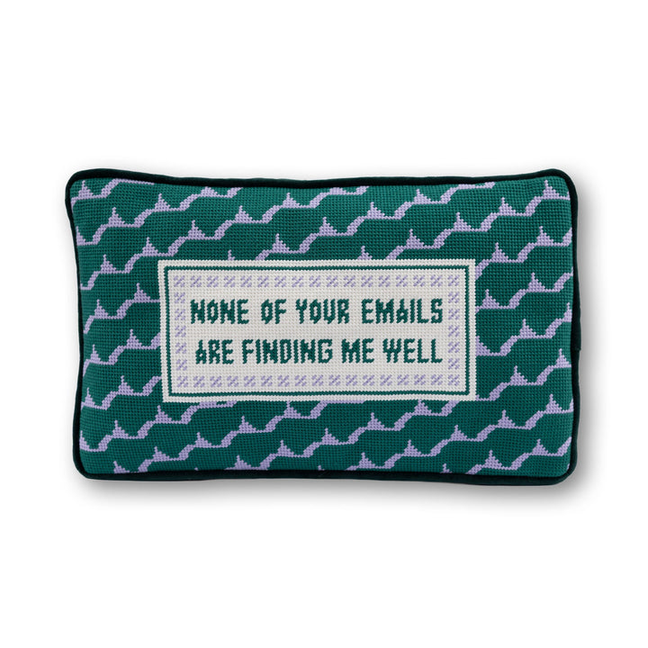 Emails Finding Me Needlepoint Pillow