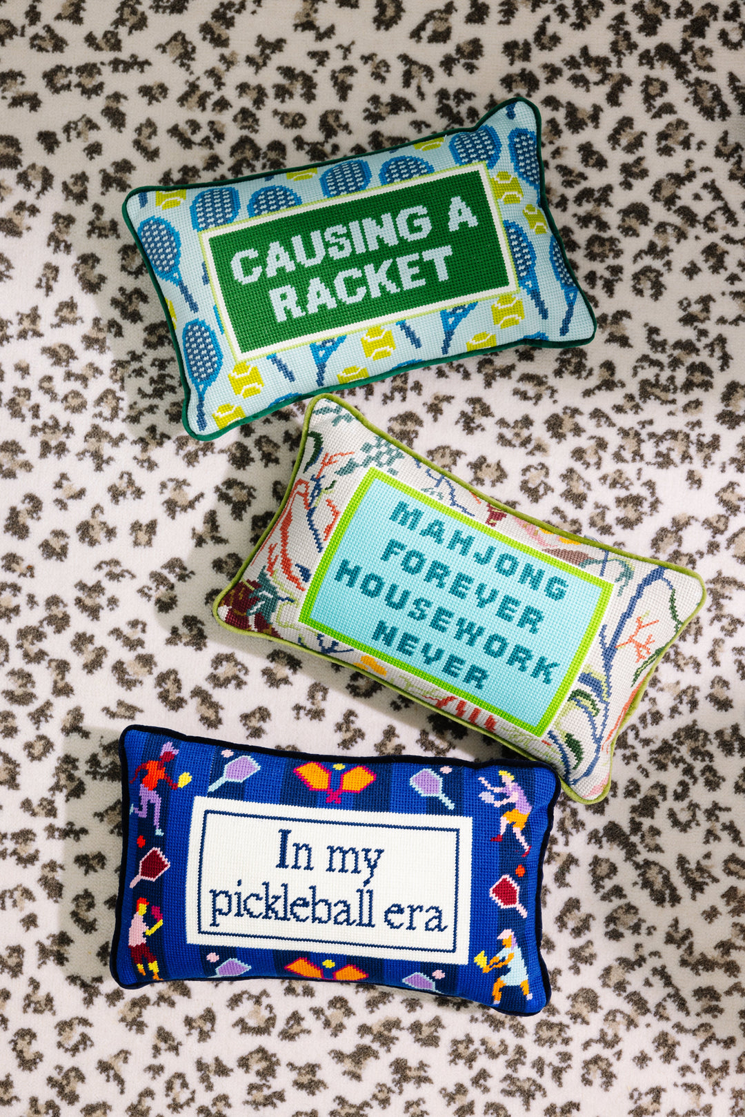 Mahjong Needlepoint Pillow