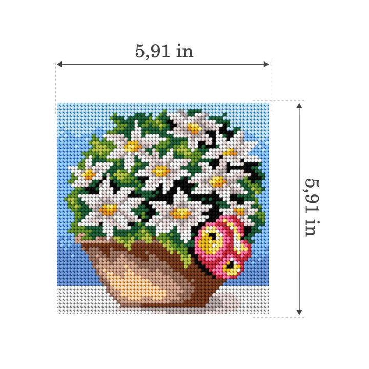 Gobelin canvas for halfstitch without yarn Basket of White Flowers