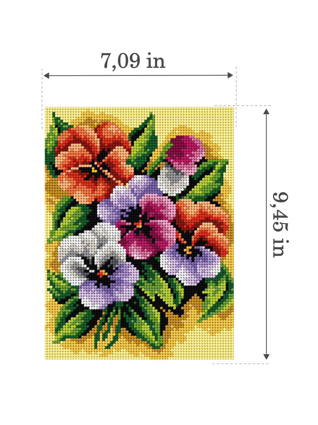 Needlepoint canvas for halfstitch without yarn A Bunch of Pansies 2482F