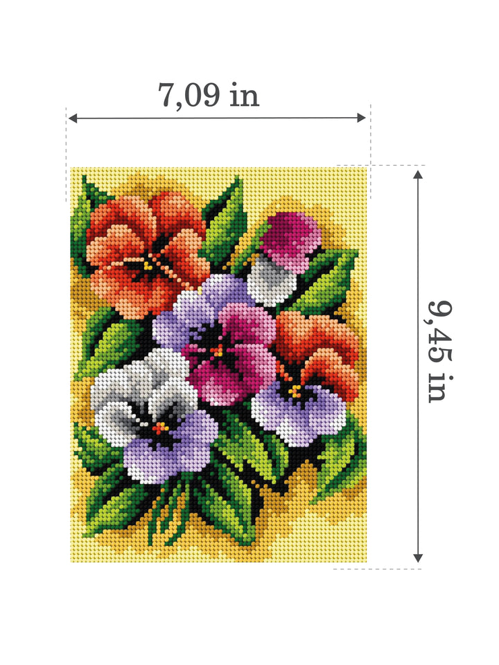 Needlepoint canvas for halfstitch without yarn A Bunch of Pansies 2482F