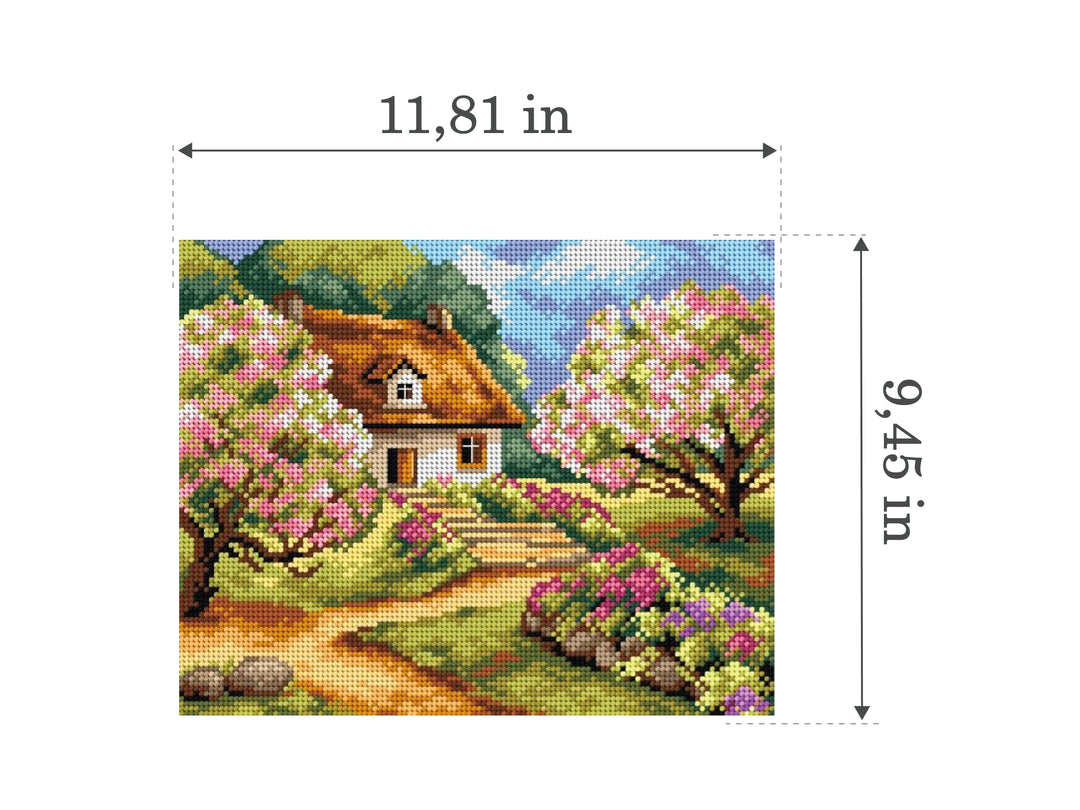 Needlepoint canvas for halfstitch without yarn Spring Road 2497H - Printed Tapestry Canvas