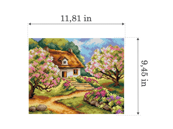 Needlepoint canvas for halfstitch without yarn Spring Road 2497H - Printed Tapestry Canvas
