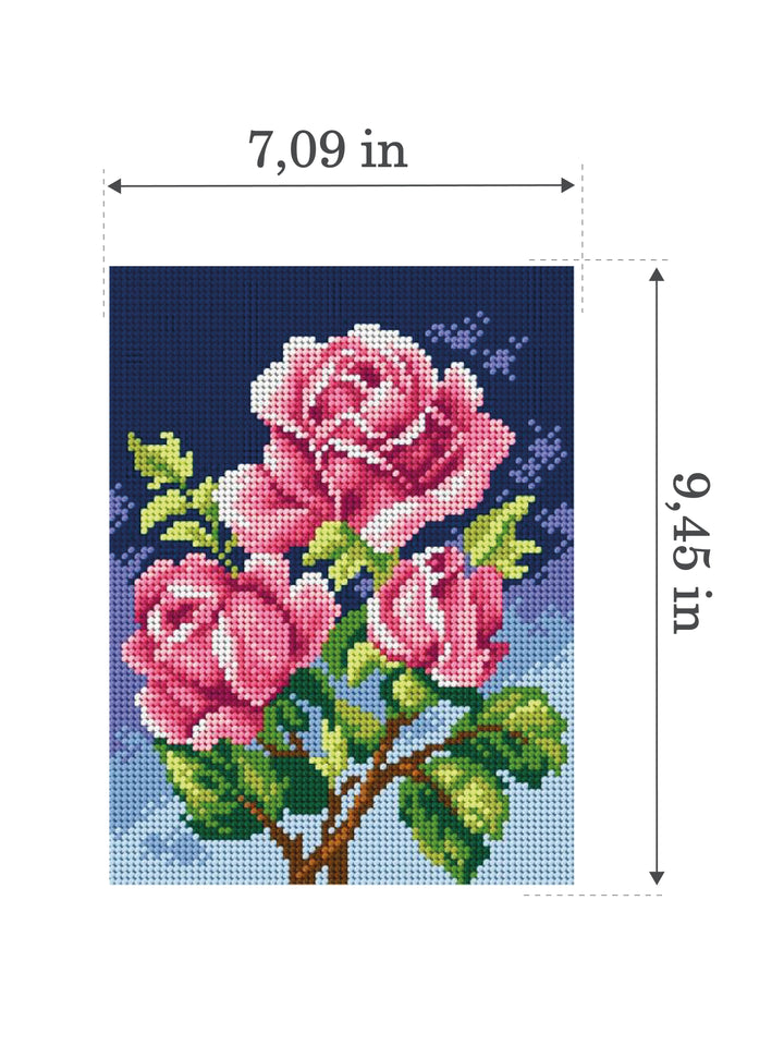 Needlepoint canvas for halfstitch without yarn Pink Roses 2594F - Printed Tapestry Canvas