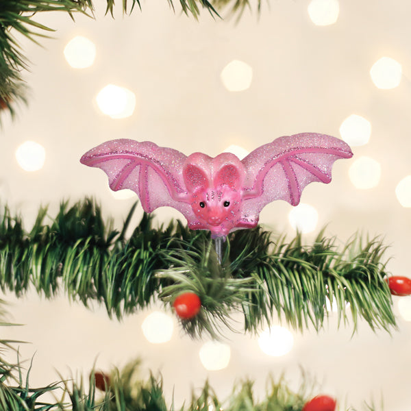 Shimmering Pink Bat Ornament