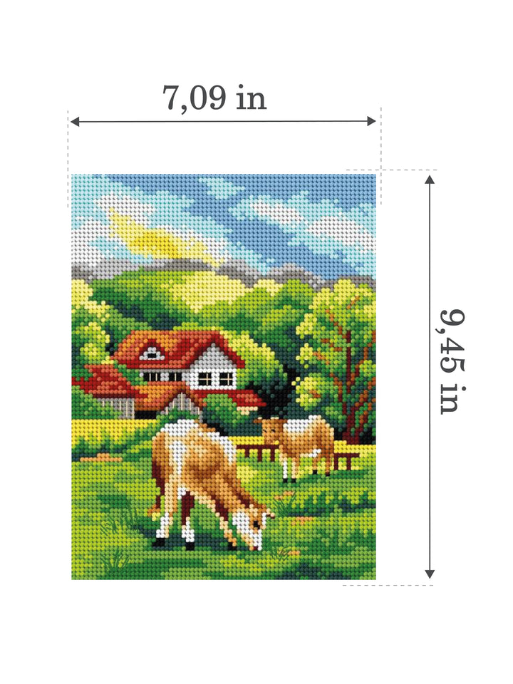 Needlepoint canvas for halfstitch without yarn Grassland 2635F - Printed Tapestry Canvas
