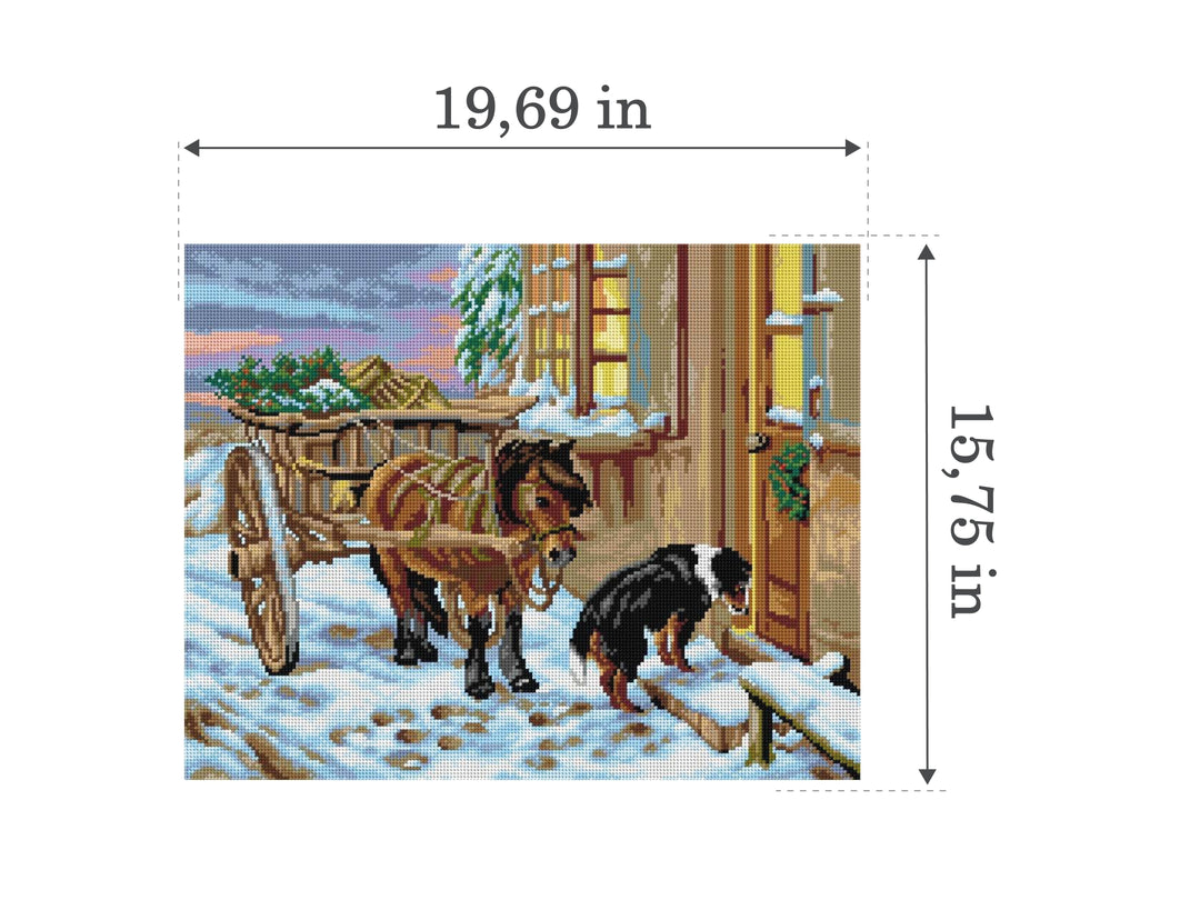 Gobelin canvas for halfstitch without yarn after John Sargent Noble - Their Christmas Eve  2753M