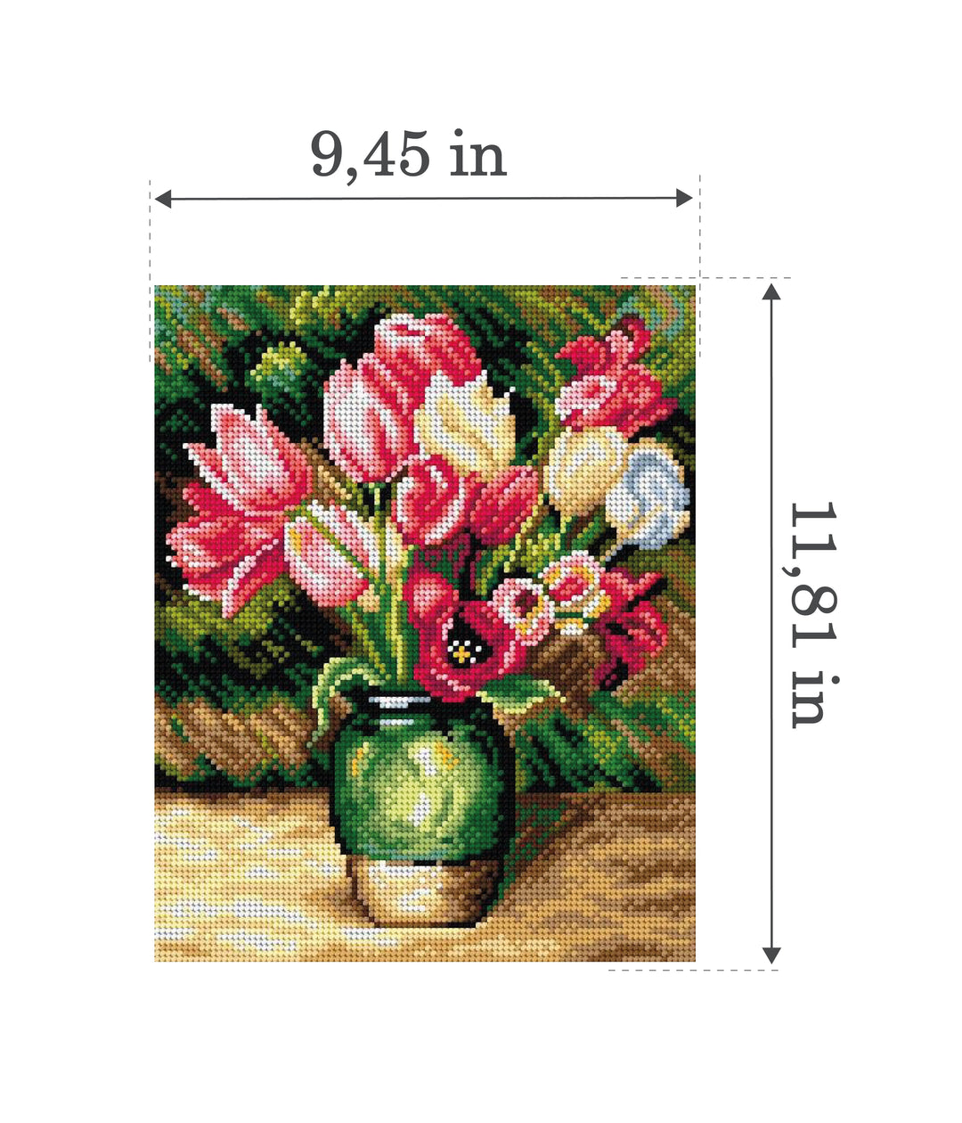 Needlepoint canvas for halfstitch without yarn after Pierre-Auguste Renoir - Tulips in a Vase 2785H - Printed Tapestry Canvas