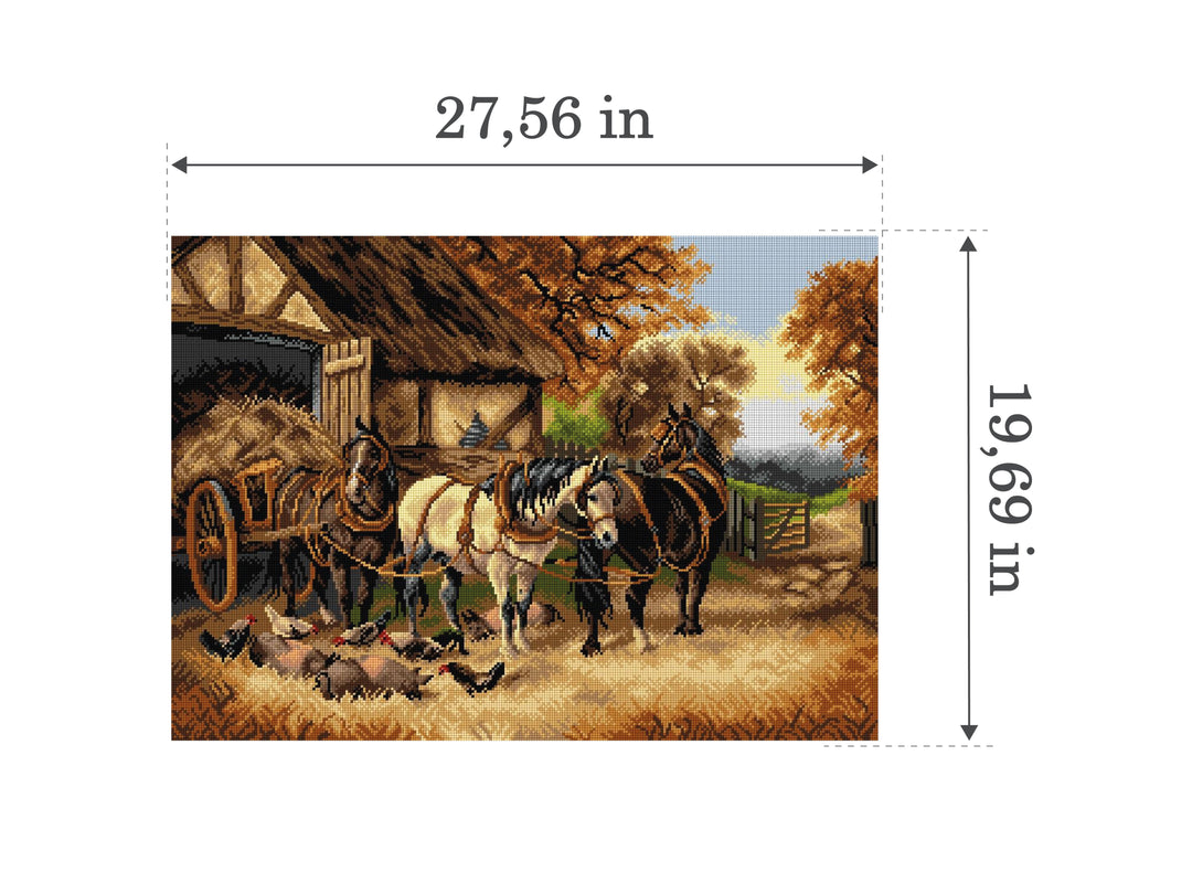 Needlepoint canvas for halfstitch without yarn after John Frederick Herring - The Hay Cart 2797R