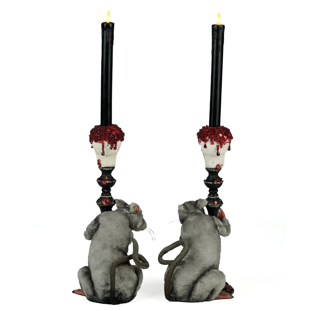 Rat Candlestick Holders Set of 2 | Halloween Decor | Katherine's Collection