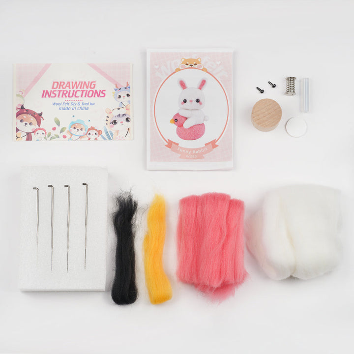 Rabbit Needle Felting Kit. Wizardi DIY Wool Craft Kit F07N8-W283