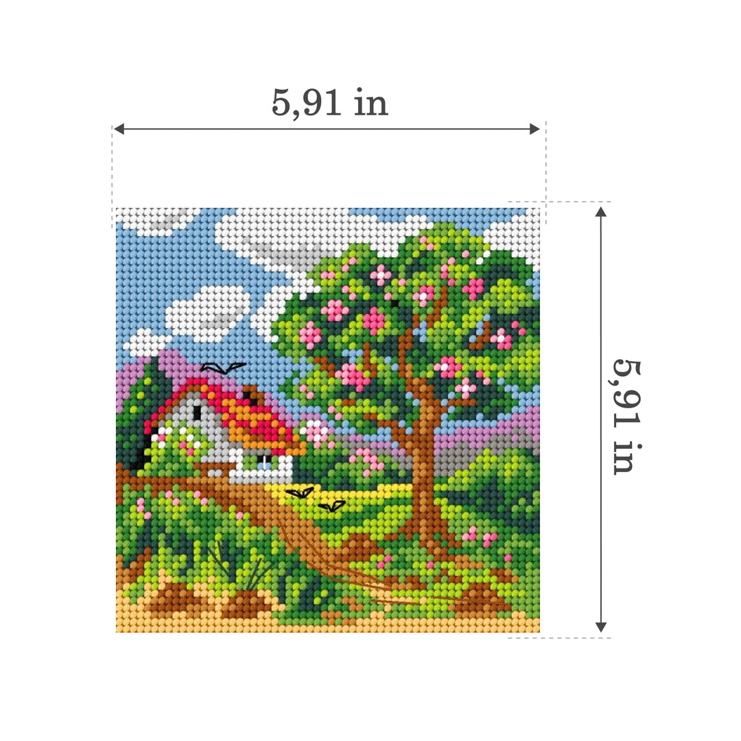 Needlepoint canvas for halfstitch without yarn Four Seasons - Spring 2841D - Printed Tapestry Canvas