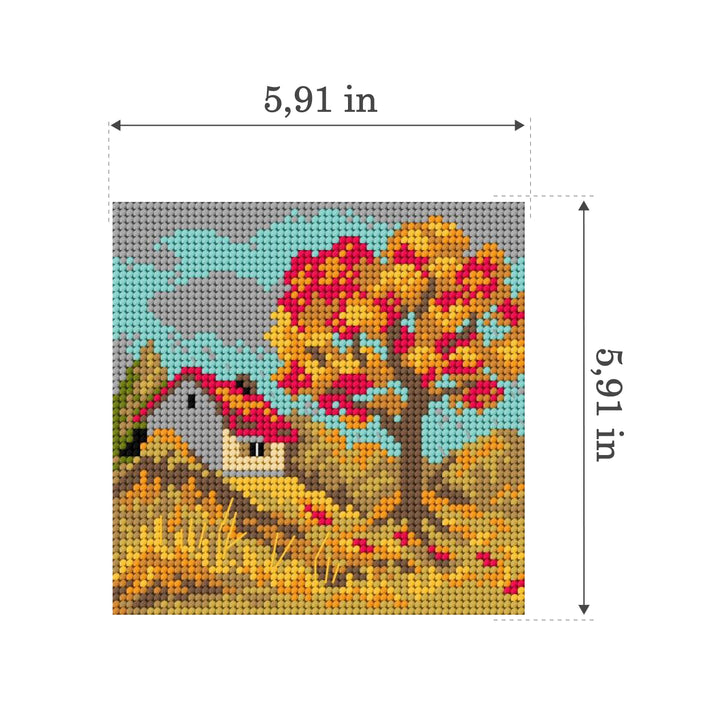 Needlepoint canvas for halfstitch without yarn Four Seasons - Autumn 2843D - Printed Tapestry Canvas