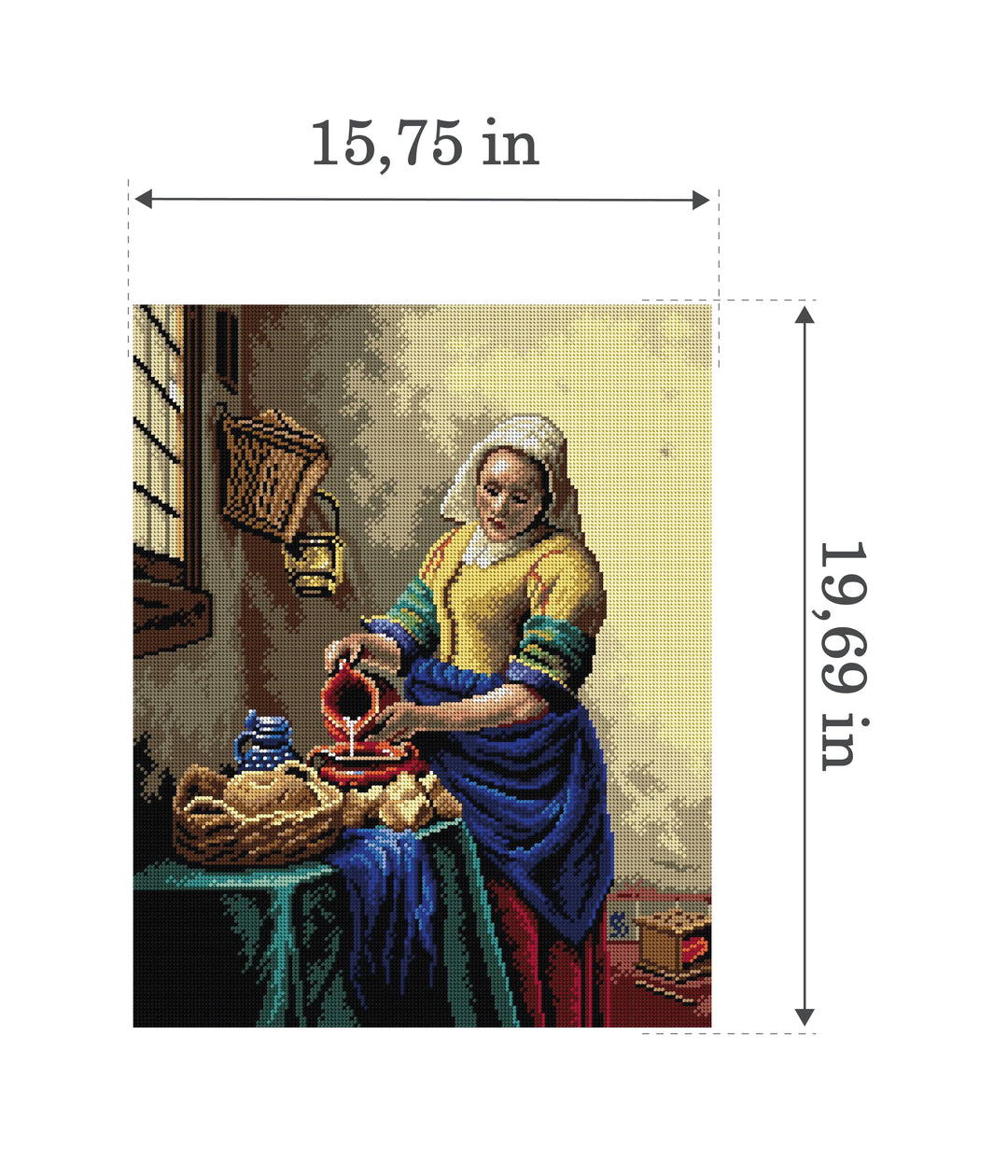 Needlepoint canvas for halfstitch without yarn after Johan vermeer - Milkmaid 2850M