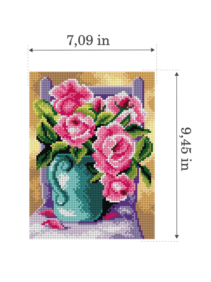 Needlepoint canvas for halfstitch without yarn Still Life with Roses 2893F - Printed Tapestry Canvas