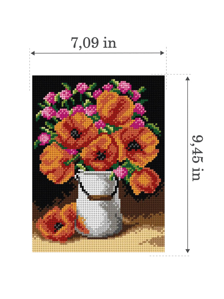 Gobelin canvas for halfstitch without yarn Poppies