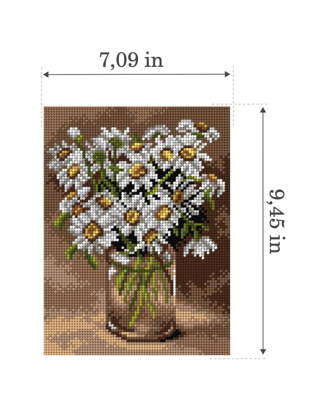 Needlepoint canvas for halfstitch without yarn Ox-eye Daisies in a Glass Vase 2896F - Printed Tapestry Canvas