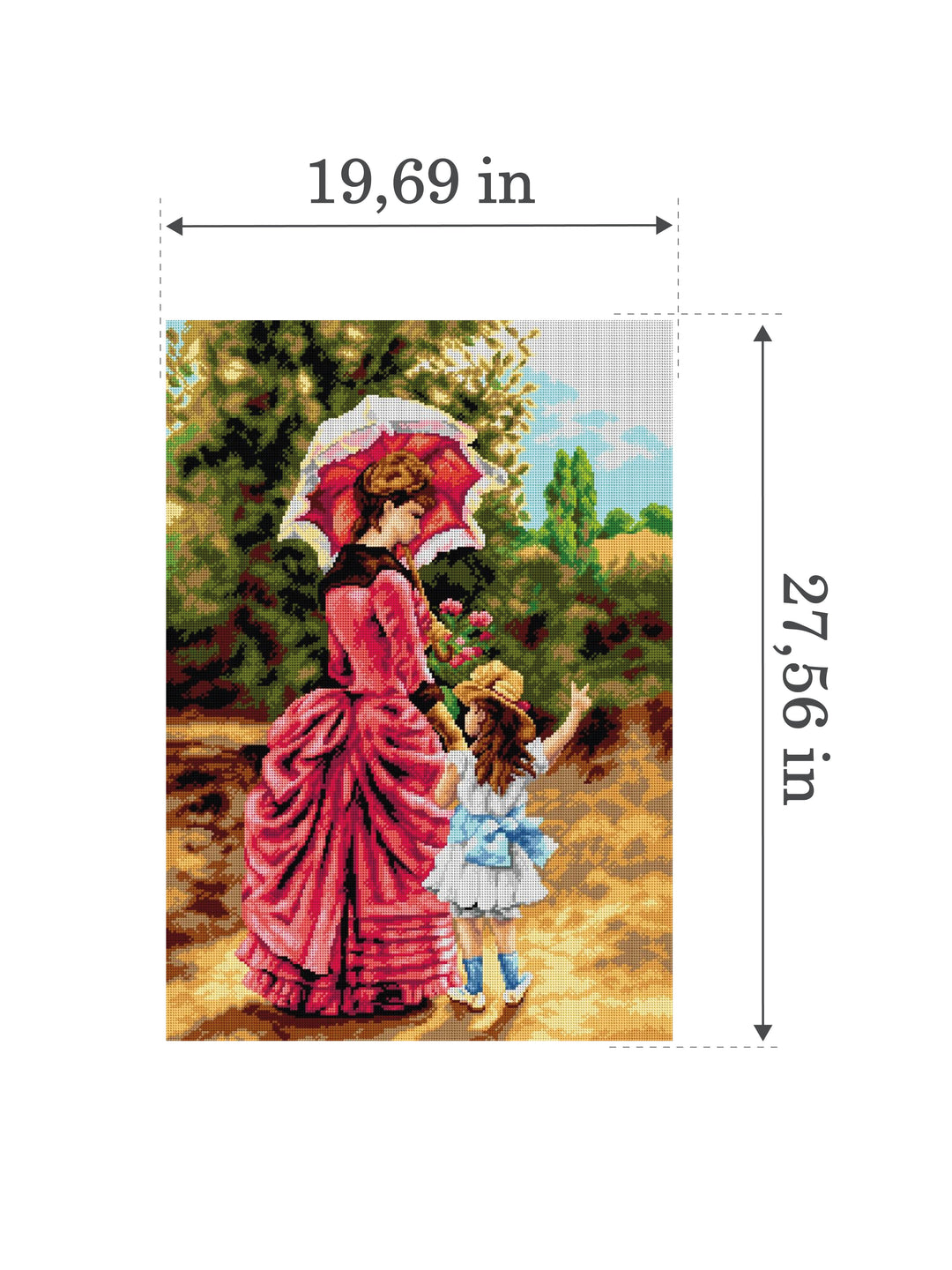 Needlepoint canvas for halfstitch without yarn after Charles Cres - Mother and Child 2907R