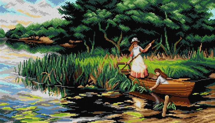 Gobelin canvas for halfstitch without yarn after Alfred Glendening Jr. - Punting on the River 2951R