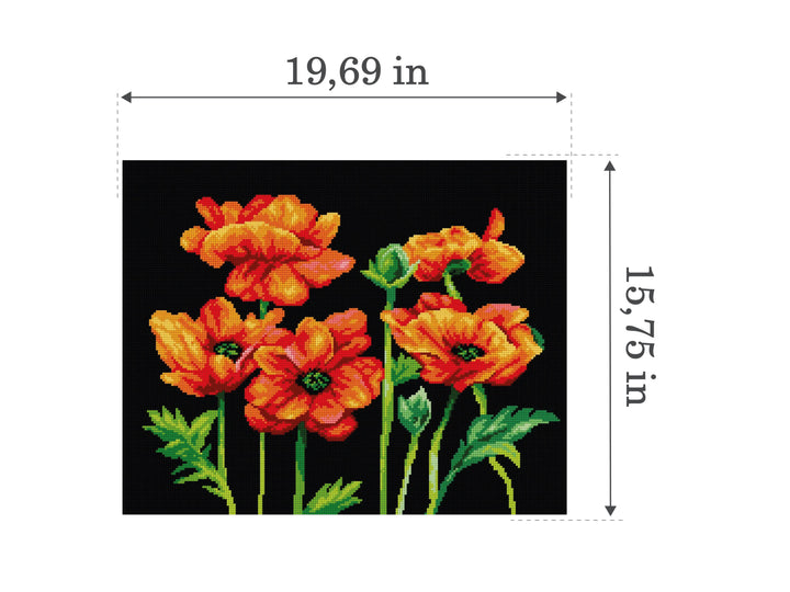 Gobelin canvas for halfstitch without yarn Red Poppies 2952M