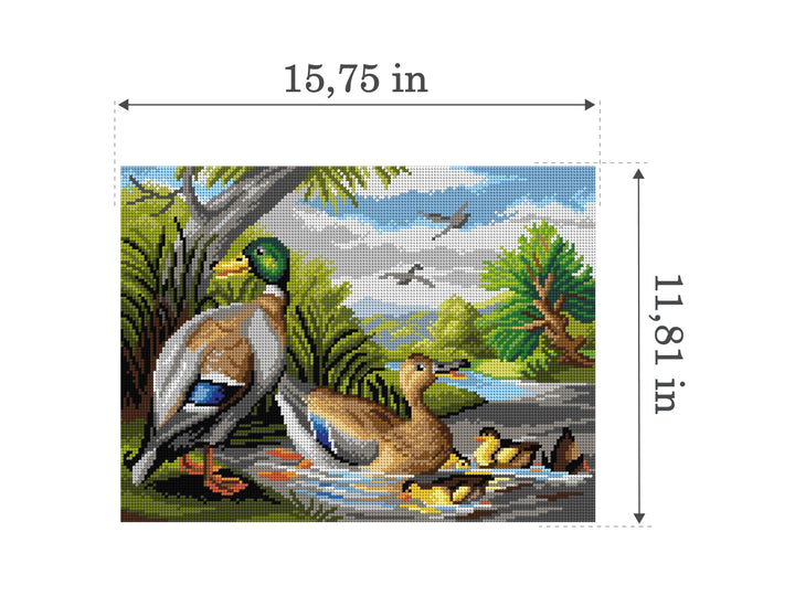 Gobelin canvas for halfstitch without yarn after Jacob Bogdani - Ducks in a River 2955J