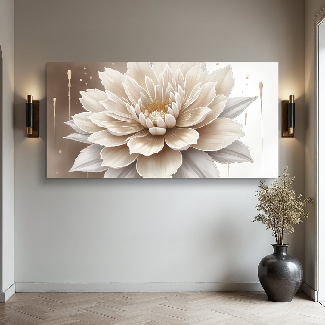 Single Beige Flower Abstract Wall Art