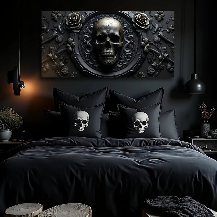 3D Rose and Skull Wall Art VI