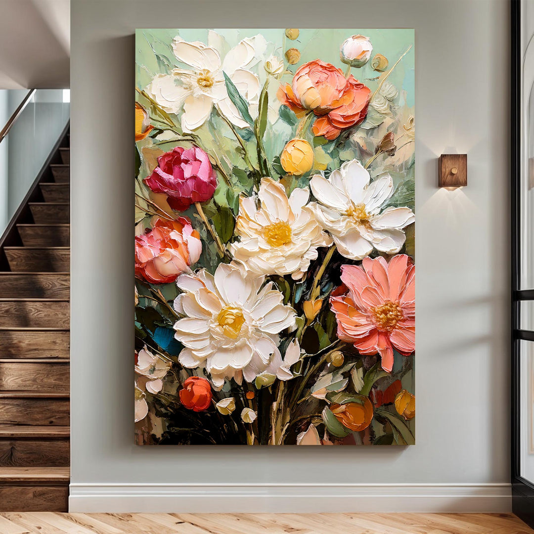 Serene Blossoms Impasto Wall Art