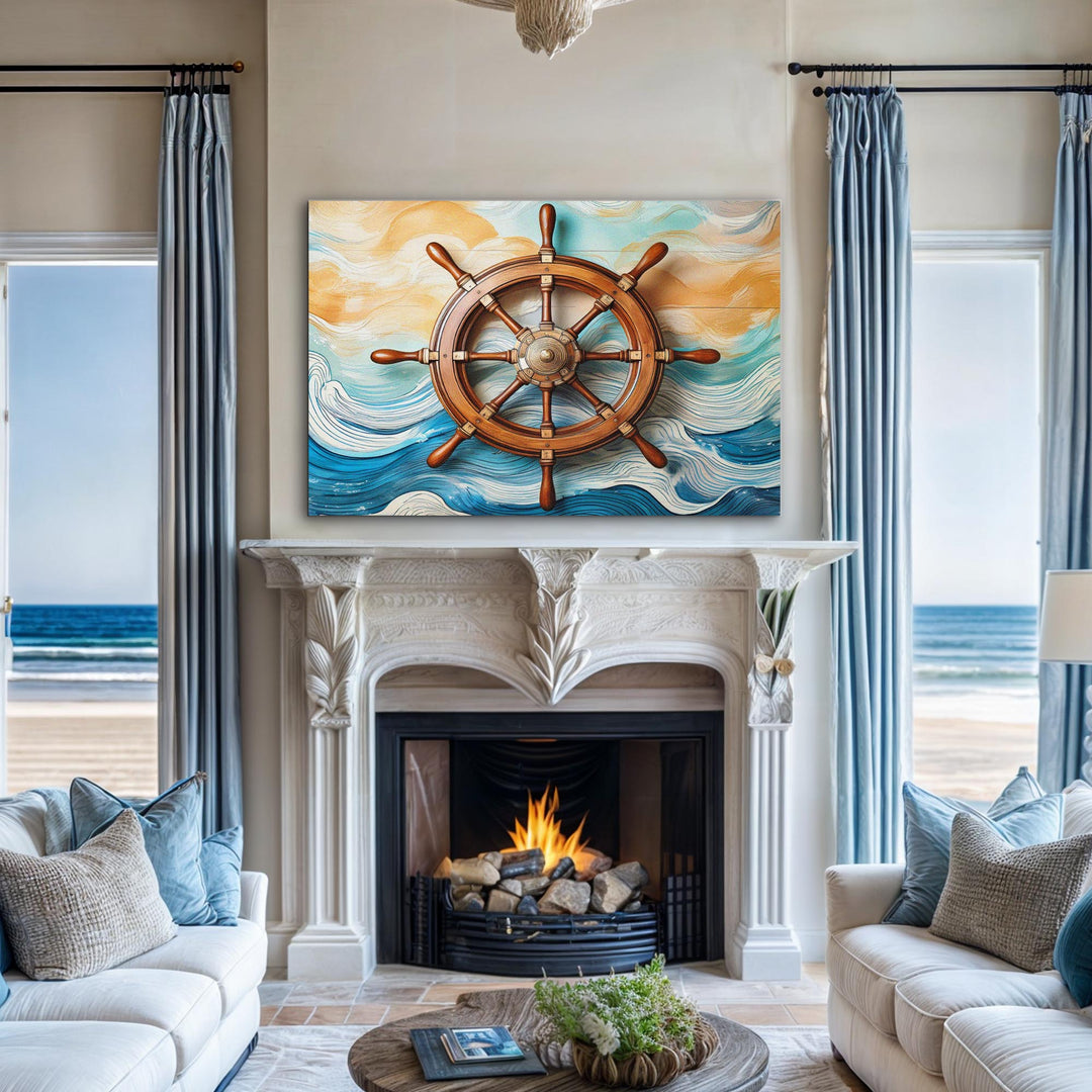 Sailboat Ship Wheel Coastal Wall Art II
