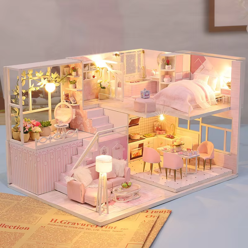 Miniature Wizardi Roombox Kit - Pink Dreams Dollhouse Kit