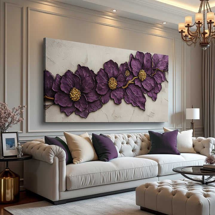Purple Flower Plaster Wall Art