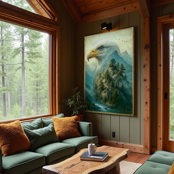 Eagle Over The Canyon Double Exposure Wall Art