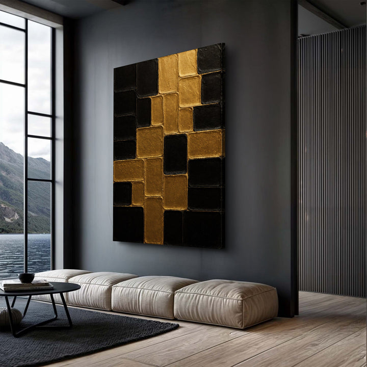 Contemporary Black and Gold Wall Art II