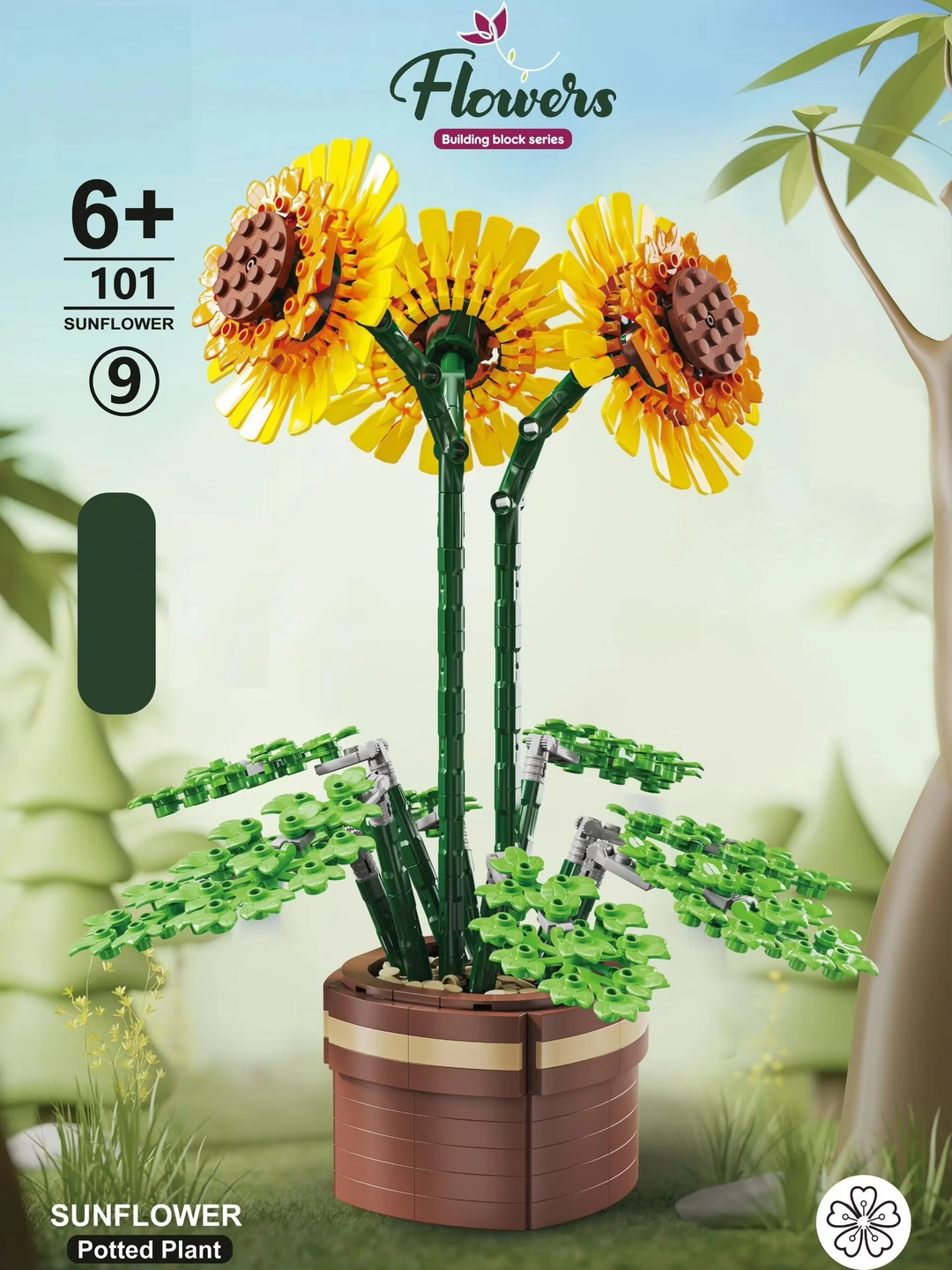 Sunflower Building Brick Potted Plant Kit by Wizardi F07M9-9(101)