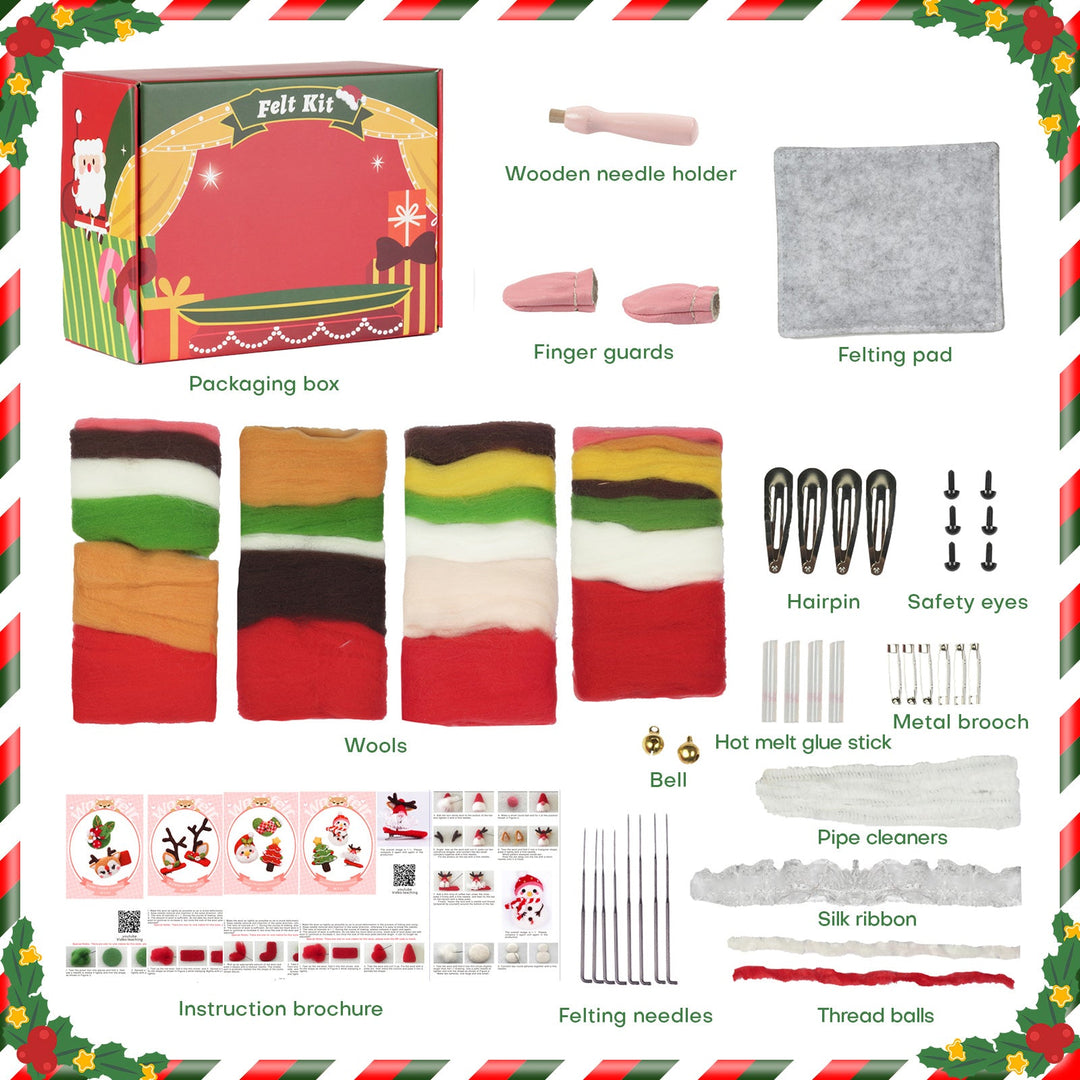 Christmas Needle Felting Kit. Wizardi DIY Wool Craft Kit F07N8-Z-13