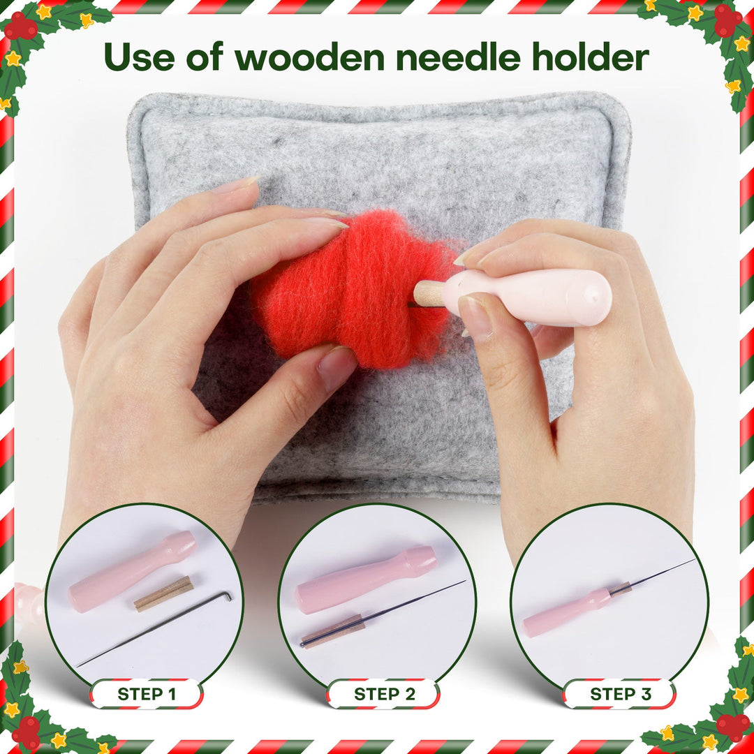 Christmas Needle Felting Kit. Wizardi DIY Wool Craft Kit F07N8-Z-13