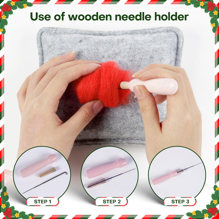 Christmas Needle Felting Kit. Wizardi DIY Wool Craft Kit F07N8-Z-13