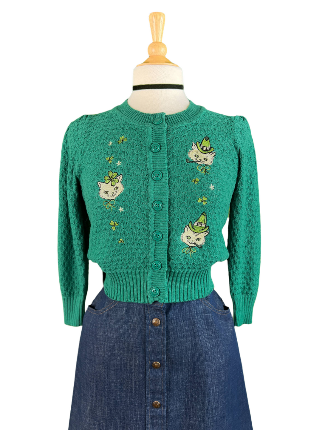 Paddy Cats Cropped Cardigan in Green