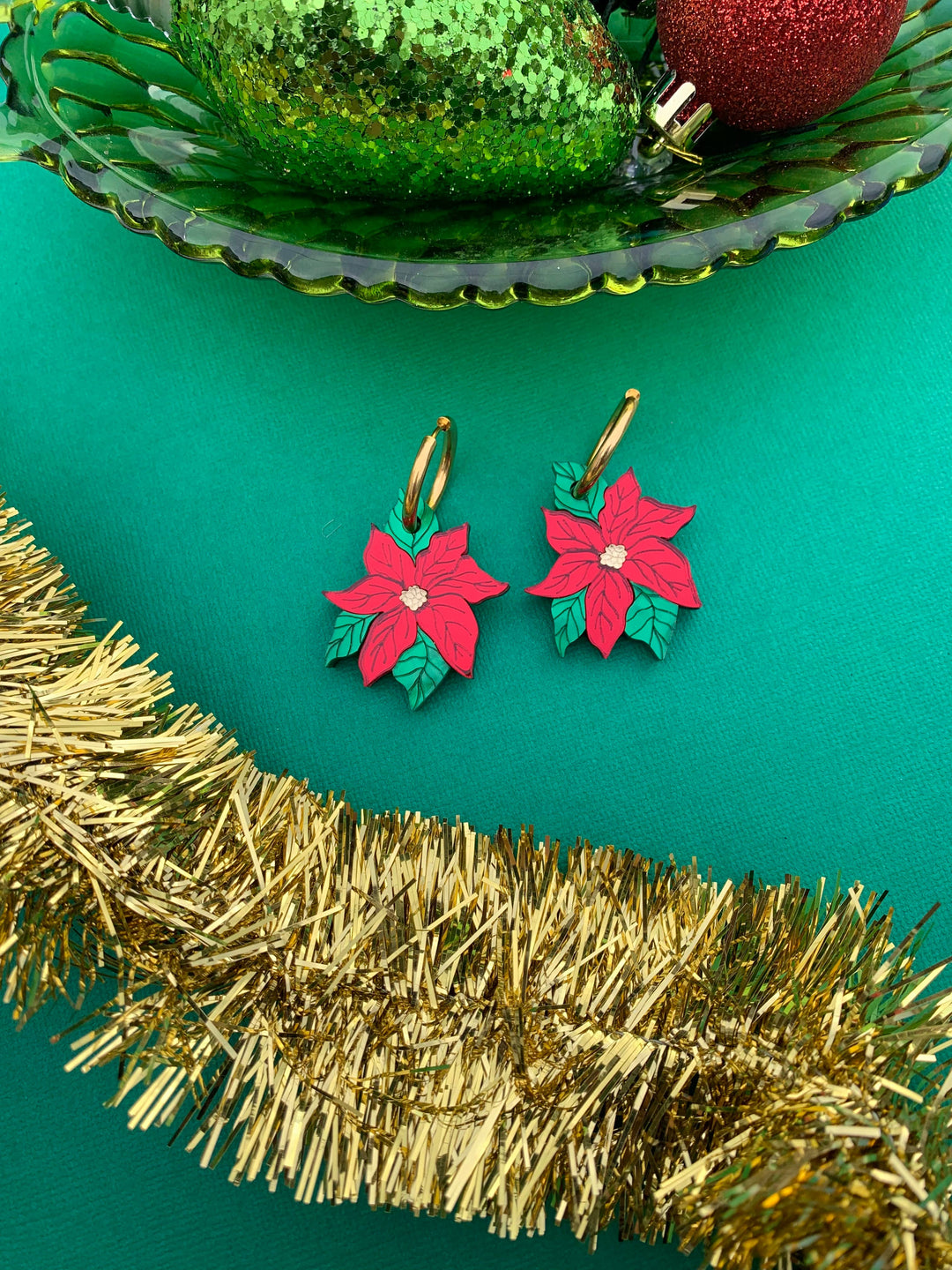 Poinsettia Acrylic Earrings