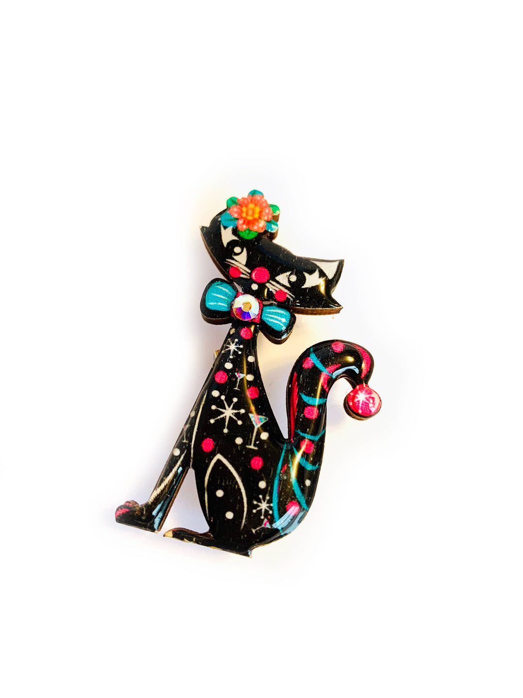 Retro Dapper Atomic Cat Brooch by Rosie Rose Parker