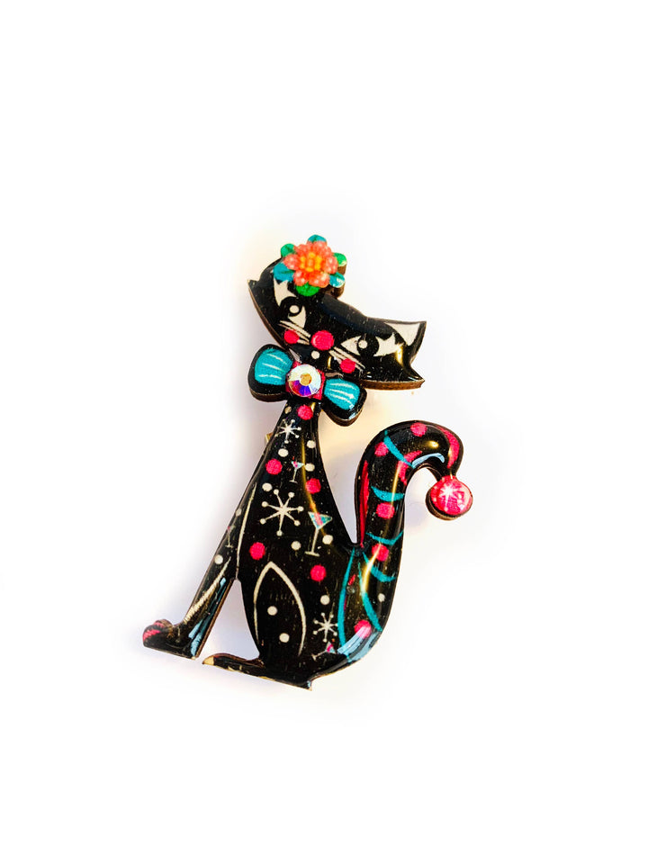 Retro Dapper Atomic Cat Brooch by Rosie Rose Parker
