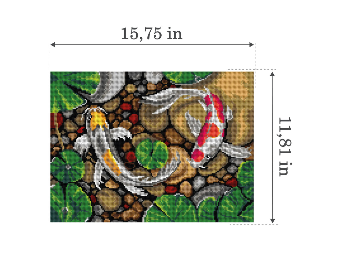 Needlepoint canvas for halfstitch without yarn Koi Carps 3006J