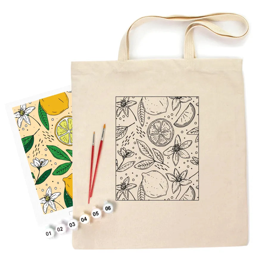 Rosa Talent Lemons - Shopper Coloring Kit. Ecobag Painting Kit, Cotton 0.03 lb/in2, 14.96*16.54 inches.