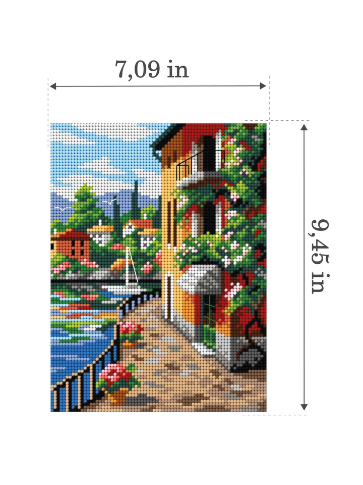 Needlepoint canvas for halfstitch without yarn Sunny Seaside 3189F - Printed Tapestry Canvas