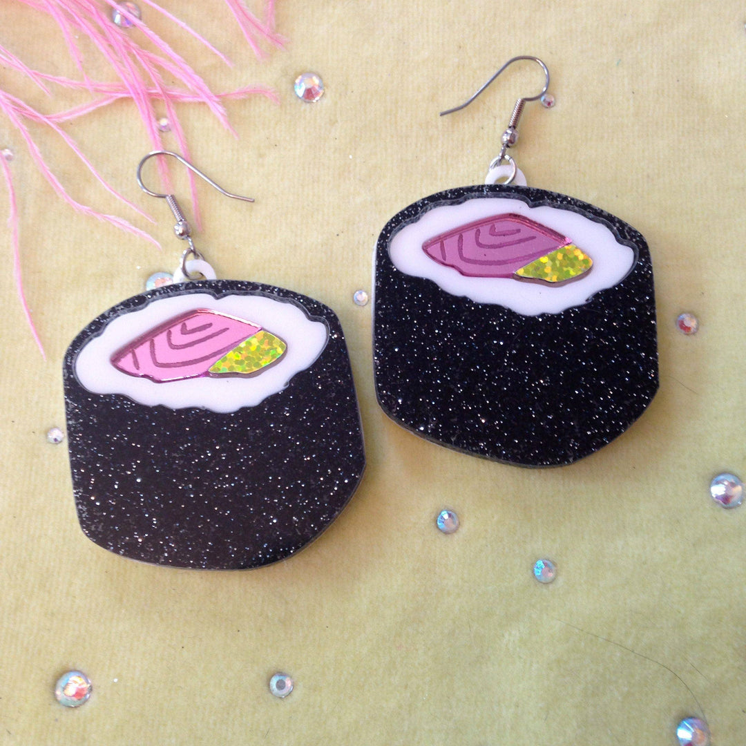 Sushi Roll Acrylic Statement Earrings