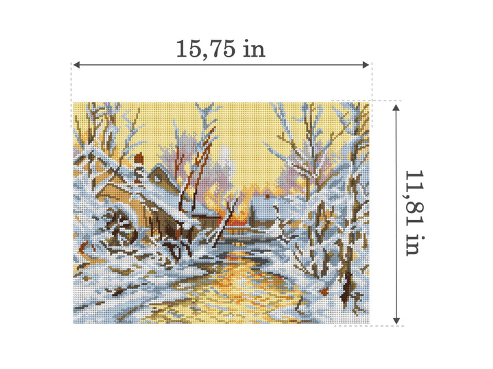 Gobelin canvas for halfstitch without yarn after Walter Moras - Snowy Mill (fragment) 3259J