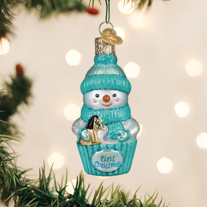 Snow Baby Cupcake Boy Ornament